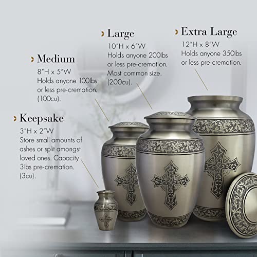 Silver Cross Cremation Urns for Human Ashes Adult Female & Male Urns Silver Small