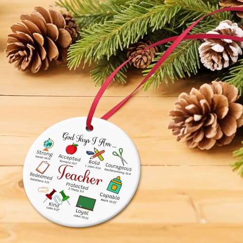 Teacher Christmas Ornament Christian Gifts for Women Men Inspirational Religious Gifts for Teachers Christmas Thank You Gift for Teacher Bible Verse Ornament Birthday Teachers Day Retirement Present
