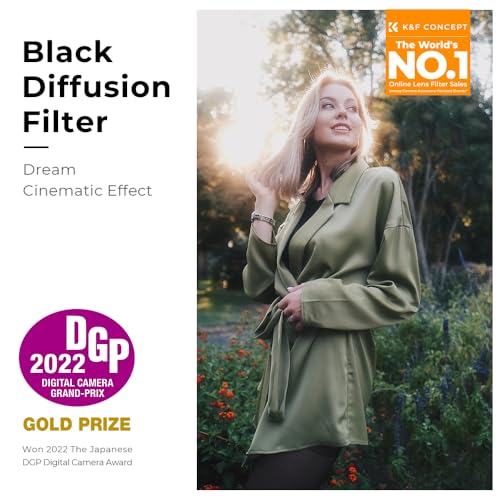 K&F CONCEPT 72mm Black Diffusion 1 Filter Mist Cinematic Effects Filter