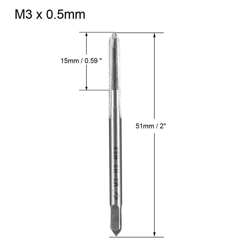 [Australia - AusPower] - uxcell Metric Machine Tap M3 x 0.5mm H2 High Speed Steel 3 Straight Flutes Screw Tapping Threading Machinist Repair DIY Tool 2pcs M3 x 0.5 