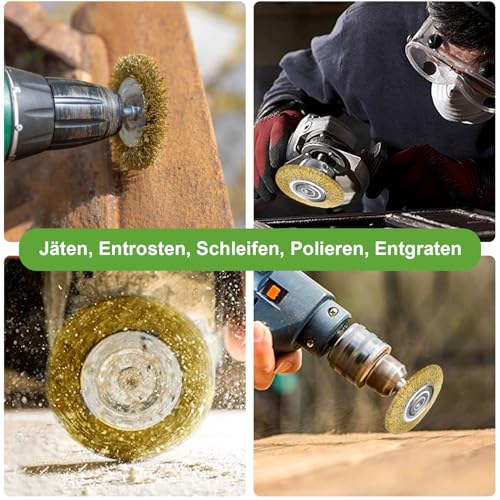 Joint Brush Brass Brush Steel Brush Pack of 4 Compatible with Gloria Multibrush | and other wire brushes, metal brush, weed brush accessories for Gloria grout cleaner from weeds, moss stones