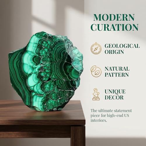 Natural Malachite Slice 50-100g (0.11-0.22lb), Polished Malachite Slab Healing Crystal Stone, Green Mineral Specimen for Jewelry Making, DIY, Reiki, Pocket Crystal Collection