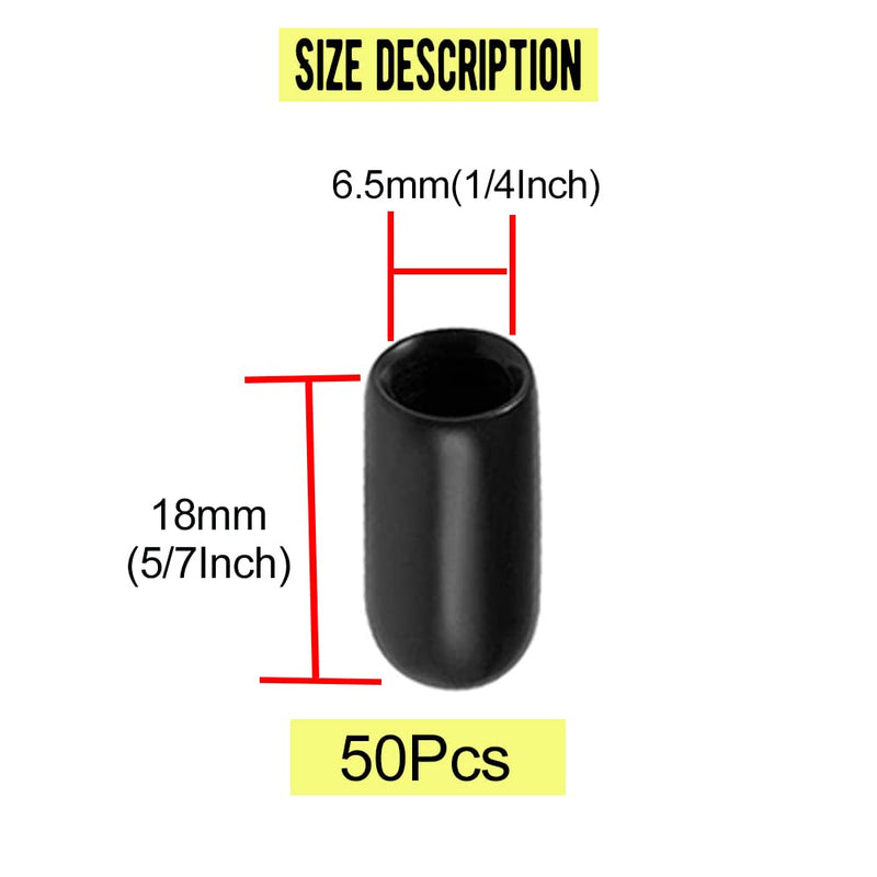 [Australia - AusPower] - 50pcs Rubber End Caps, 1/4" Flexible Screw Thread Protector Caps Cover, Vinyl Caps Rubber Screw Caps Rubber Bolt Covers Caps 