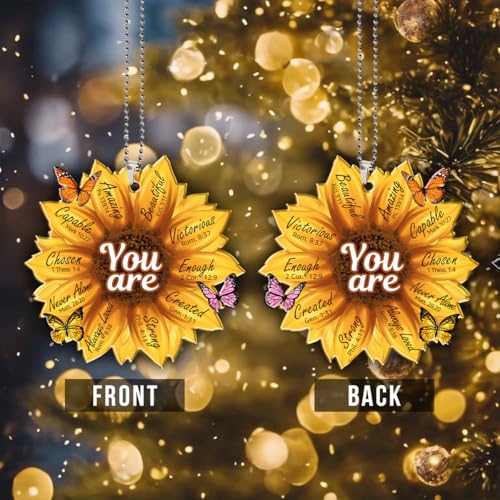 Sunflower Gifts for Women - Sunflower Car Rearview Mirror Hanging Accessories - Birthday, Christian Gifts for Women - Christmas Ornament & Car Hanging Decoration