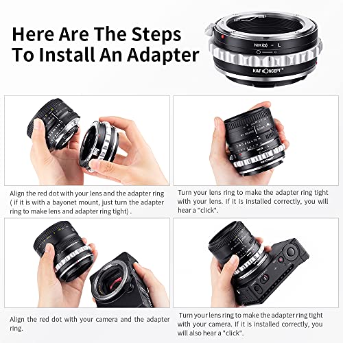K&F Concept Lens Mount Adapter NIK(G)-L Manual Focus Adapter Compatible with Nikon F (G-Type) Lens to L Mount Camera Body