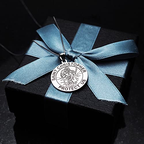 PicturesOnGold.com Saint Christopher Religious Round Medal Only and Medal With Engraving in Silver, 10K or 14K Gold 2/3 x 2/3 Inch