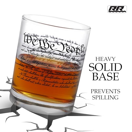 Rogue River Tactical USA Constitution Preamble Patriotic Veteran Old Fashioned Glass Gift For Patriot (Pack of 2) 11 Ounces (Pack of 2)