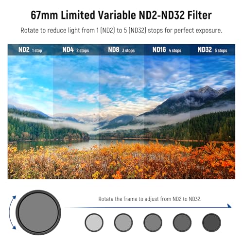 NEEWER 77mm Variable ND (2-32) + CPL + 1/4 Black Diffusion Filter for Mist Cinematic Effect (3 Pack), Camera Lens Filter Photography Accessories with AR/AF Coatings, Case & Cleaning Cloth