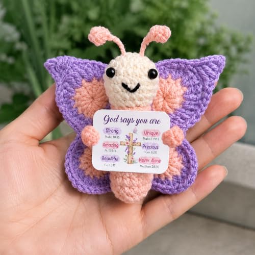 Christian Gifts for Women - Religious Catholic Spiritual Faith Birthday Gifts for Mom, Sister, Daughter, Coworker, Friends - God Says You Are Positive Crochet Butterfly Decorations Style 1