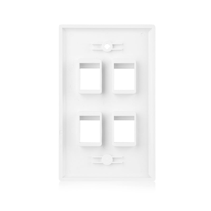 [Australia - AusPower] - Cable Matters 10-Pack Low Profile 4-Port Keystone Jack Wall Plate, RJ45 Wall Plate for Keystone Jacks in White 