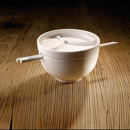 Villeroy & Boch Soup Passion white chopstick set with matching soup bowls, elegant tableware for Asian-inspired dining.