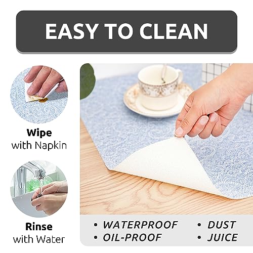 FIFTY FEET 12X480 Inch Shelf Liner with Scissor & Tape Measure for Kitchen Cabinets, PVC Drawer Liner for Dresser Non-Slip Bathroom, Non-Adhesive Cabinet Liner Washable (Pale Blue) Pale Blue 12"W x 480"L