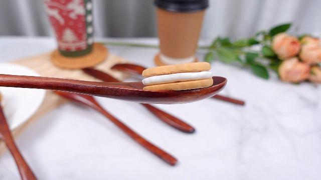 Geiserailie 24 Pcs Wooden Utensils for Eating Wooden Spoon Fork Knife Set