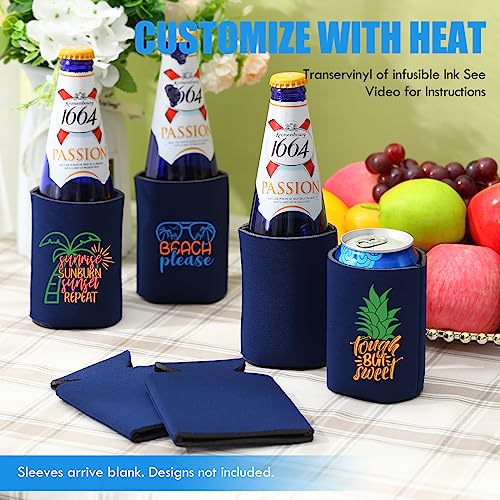 CHENGU 80 Pcs Blank Can Cooler Sleeve Bulk Can Covers Gift, Navy Blue
