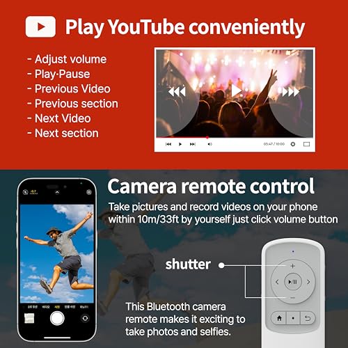 Bluetooth Remote Control Page Turner Clicker for Boox, e-Reader, TikTok Scrolling, YouTube Shorts, Reels, Camera, for iOS iPad iPhone, Android Galaxy Phone Tablet (Soft Yellow) Soft Yellow
