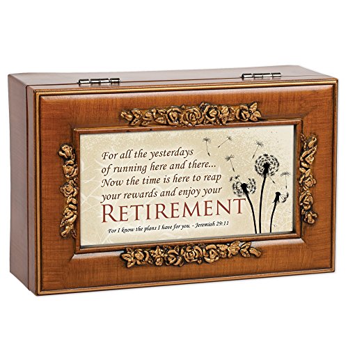 Cottage Garden Reap Reward Enjoy Retirement Woodgrain Embossed Jewelry Music Box Plays How Great Thou Art