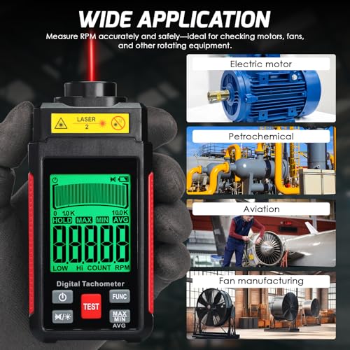 TEKCOPLUS digital tachometer RPM meter with LCD display for non-contact and contact motor speed testing