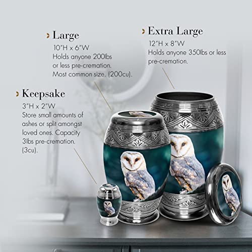 Commemorative Cremation Urns for Ashes Adult Male - Personalized Urn for Ashes for Women Decorative Urns - Beautiful Handcrafted Urns for Human (Small Observing Owl) Small