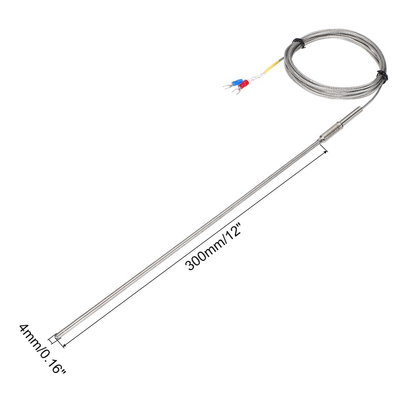 [Australia - AusPower] - MECCANIXITY E Type Thermocouple Temperature Sensor Probe 4x300mm 9.8ft Wire 0 to 800°C(32 to 1472°F) Stainless Steel 