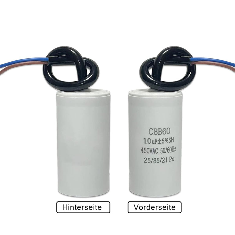 CBB60 450V 10uf 50/60HZ Starting Capacitor, Motor Operation Capacitor, ANGEEK Motor Capacitor, Suppression Capacitor, Engine Start Capacitor, Microfarad Capacitor with Wire