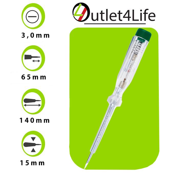 [Australia - AusPower] - O4L Single Pole Voltage Tester / Phase Tester with Fixed Integrated Glow Lamp, Screwdriver Blade and Metal Clip Made in Germany, Pack of 3 