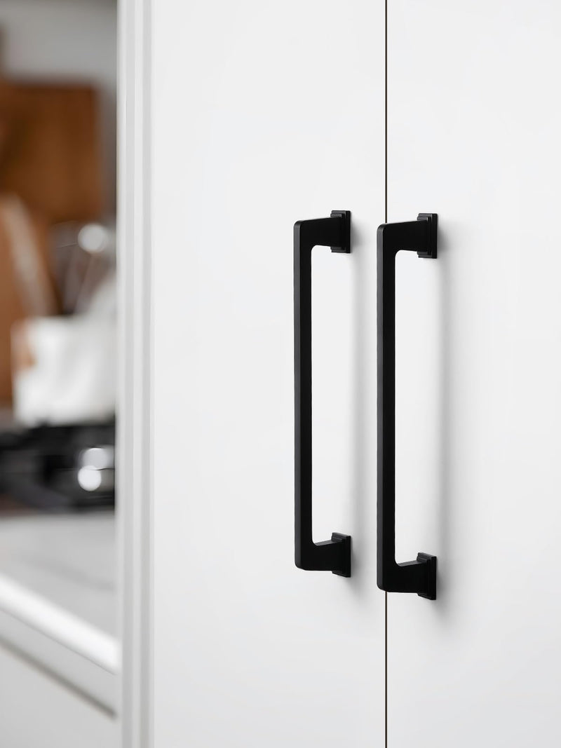 5 Pack Black Cabinet Pulls Square 6.3"(160mm) Hole Center Matte Black Cabinet Handles Drawer Pulls Cupboard Kitchen Hardware 5 Pack