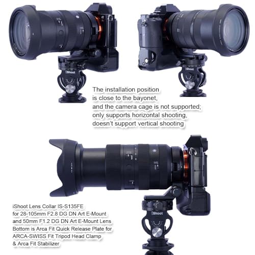 Lens Collar Tripod Mount Ring Compatible with Sigma 28-105mm F2.8 DG DN Art, 50mm F1.2 DG DN Art, 50mm F1.4 DG HSM Art, 28mm F1.4 DG HSM Art (E-Mount), Bottom is Arca-Swiss Fit Quick Release Plate