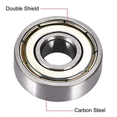 sourcing map 608ZZ Deep Groove Ball Bearing Double Shield 608-2Z 80018 8mm x 22mm x 7mm High Carbon Steel Z1 Bearings (Pack of 20) 608Z (8*22*7) Pack of 20
