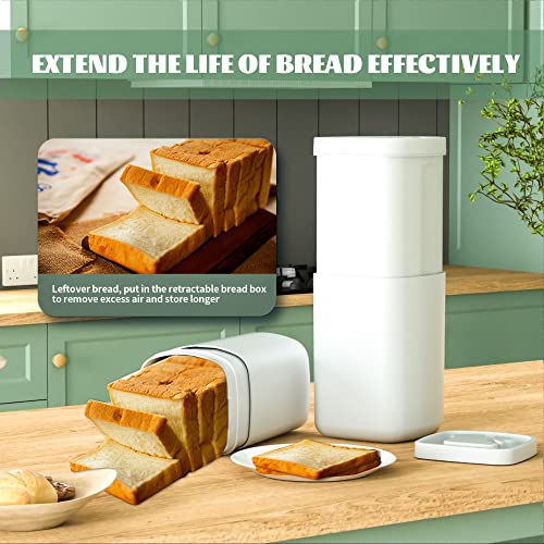 Set of 2 Bread Boxes for Kitchen Countertop, Plastic Shrinkable Bread Loaf Container Storage for Homemade Bread, Bread Bin & Breadbox, Retractable Design Keeper Box for Bread Loaf