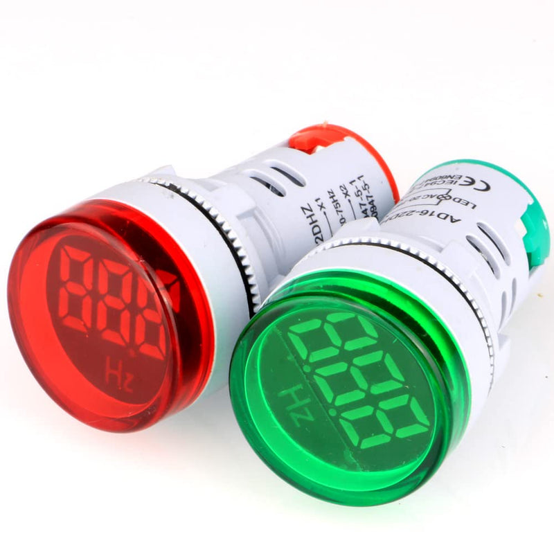 [Australia - AusPower] - Gebildet AC Frequency Meter, AC 24-500V 20-75Hz Frequency Counter Pack of 2, Green Red LED Signal Indicator Lamp Hzmeter 