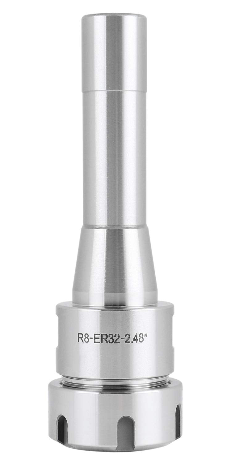 Accusize Industrial Tools R8 Shank Er32 Collet Chuck, Max RPM: 8000 RPM, 7/16''-20 Drawbar End, Max TIR 0.0002'' O.D to I.D. 0223-0232 | Drawbar End 7/16 in-20, Max TIR 0.0002 in O.D to I.D, Slotted Nut, 0.08-0.787 in Capacity R8-ER32