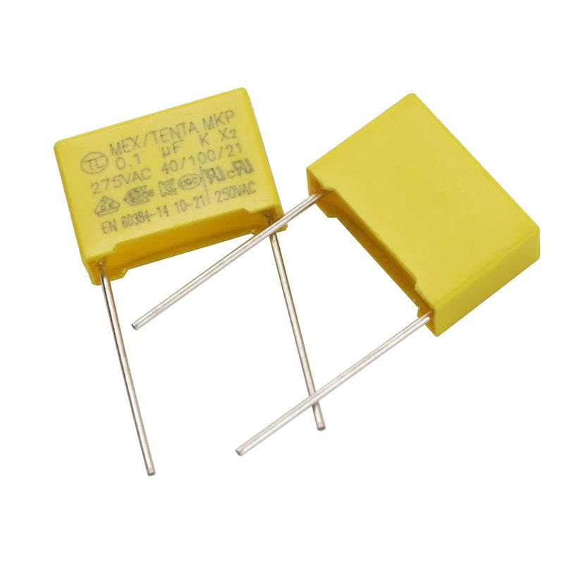 20pcs 0.1uF 275V Safety Capacitors | With polypropylene film DIP, 275VAC 250VAC, 104, X2, MKP, P15 20 pieces 0.1uF