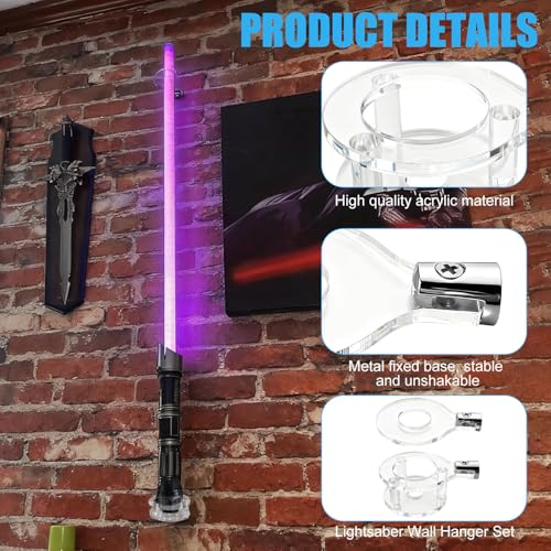 Lightsaber Wall Mount, Vertical Lightsaber Holder, Transparent Acrylic Glass Sword Holder Wall Mount for Display and Storage of Lightsabers | Transparent Lightsaber Wall Mount for Displaying and Storing Lightsabers