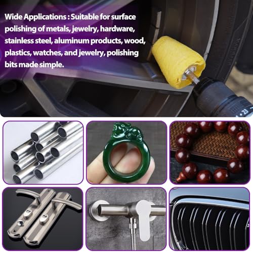 YURINWOO 12-piece buffing wheel polishing kit with 1/4-inch shanks for Dremel, metal, wood, glass, and jewelry