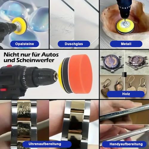 Pack of 200 50 mm Sanding Discs Set, Headlight Sandpaper Treatment Set, Wet Dry Sanding Pads and Polishing Pad with 60-10,000 Grit for Cordless Screwdriver, Dremel Accessories, Metal, Wood, Glass (A) | 200 Stück Nass Trockene Schleifpads und Polierpad ...