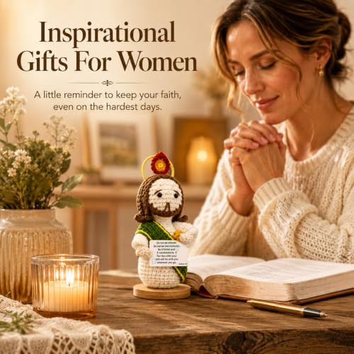 Crochet Jesus Stuffed Animal, Jesus Figurine With Bible Card Christian Gift Joshua