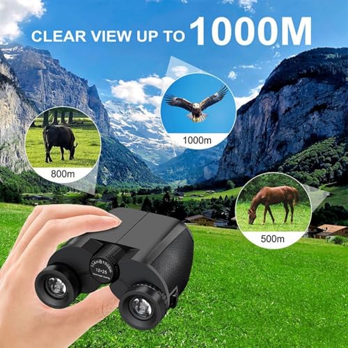 12x25 Compact Small Binoculars for Adults Teens – Lightweight Pocket Binoculars with BAK4 Prism & FMC Lens – High Power for Bird Watching, Concerts, Hiking – Easy Focus, Comfortable Eyecups