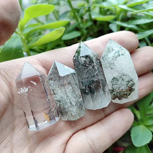 1pc Mini Ghost Crystal Wand Phantom Crystal Tower Garden Quartz Point with Lodalite Scenic Natural Stone for Reiki Healing Spiritual Meditation Home Decor Mini Phantom Quartz Tower Freeform Gemstone Clear