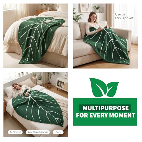 Leaf Sherpa Blanket Large – Soft Throw for Sofa & Bed