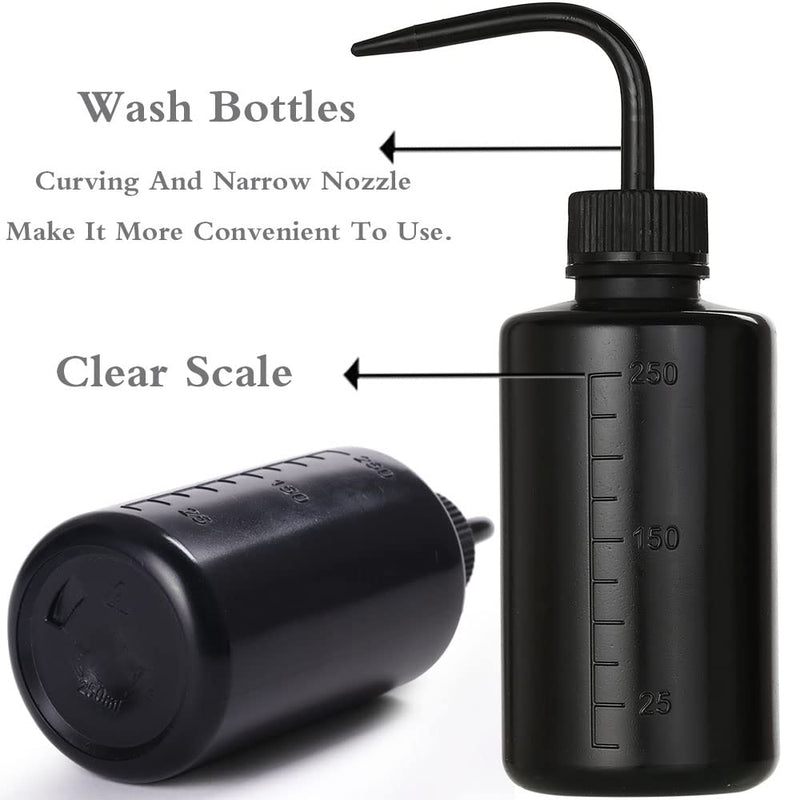 [Australia - AusPower] - 2Pcs Tattoo Wash Bottle 250ml | 8oz Squirt Succulent Watering Safety Rinse Bottle Watering Tools for Medical Cleaning Washing Bottle Black 