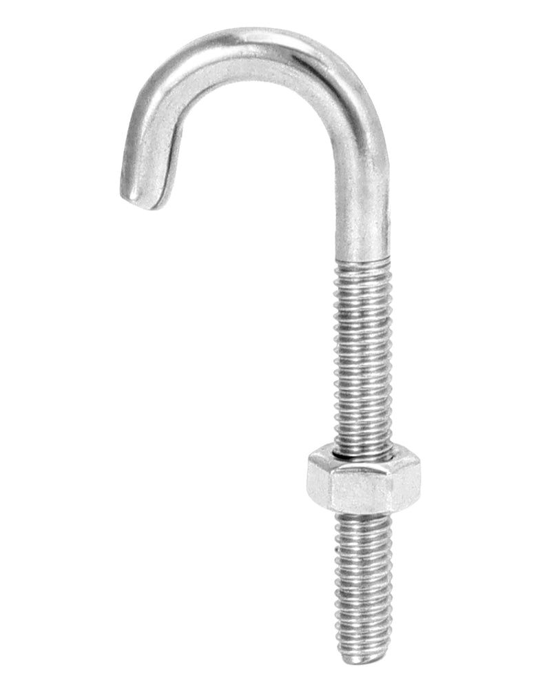 QWORK Steel J-Bolt with Nut, 5/16" x 3" Anchor Bolts, Pack of 10