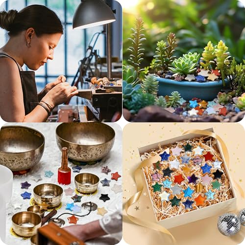 QINJIEJIE 20 PCS Green Aventurine Crystal Star Healing Stones Mini Crystal Cute Polished Pocket Stone Thumb Star Gemstones Set Bulk Wholesale Reiki Energy Balancing Green Christmas Decor