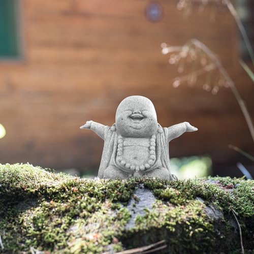 Landical Buddha Sandstone Statues Zen Monk Sculptures,Laughing Buddha Laughing Buddha
