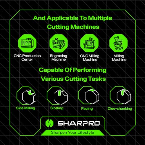 SHARPRO 1/16-inch downcut spiral CNC router bit with 1/4-inch shank and 1/2-inch cutting length