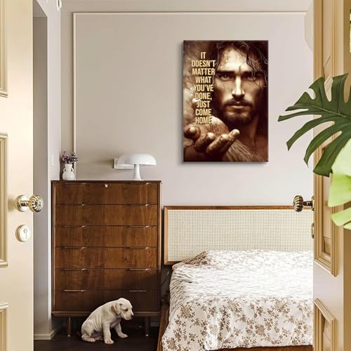 Jesus Christ Wall Art Modern inspiring spiritual Religious Canvas Jesus Painting Picture Wall Decor Motivational Bible Poster Print for Bedroom Church Living Room Home Decoration(16X24 in Canvas) Jesus03 16"L x 24"W