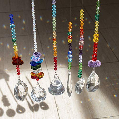 H&D HYALINE & DORA Set Sun Catcher Crystal Rainbow Beads Chain Fengshui Hanging Ornaments Decor for Home Office Garden Window Gifts