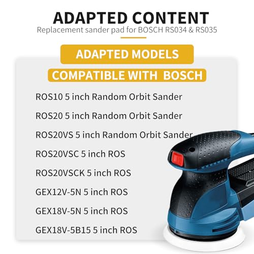 Gnellkoor orbital sander pad replacement, 4-pack hook and loop discs for Bosch ROS20VS