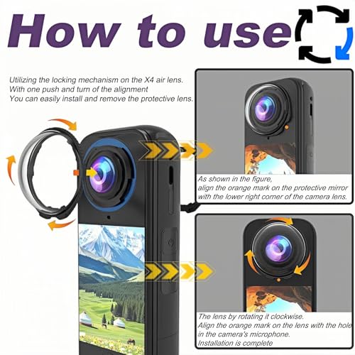 Insta 360 X4 Air Premium Lens Guards, Tempering Glass Lens Protector Cover for Insta360 X4 Air Accessorie (Optical Glass)