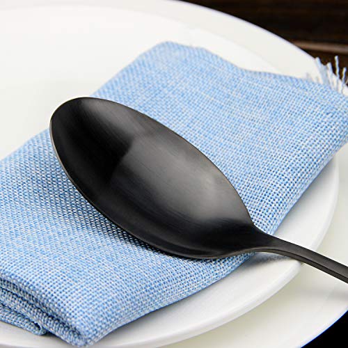 AOOSY 6 Pcs Matte Black X-Large Servin Spoons, 9.8 In Serving Tablespoons 6Pcs-Black
