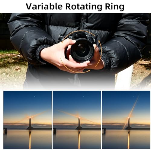 GREEN.L 72mm Gold Streak Lens Filter, Premium Optical Glass 360°Rotatable Anamorphic Flare Camera Lens Effect Filter
